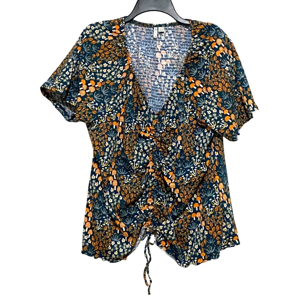 Mushroom Print Top Size‎ 22W 24W Boho Festival Gardencore Bloomcore Fairy Earthy